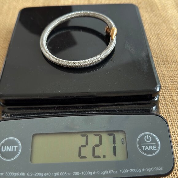 Nail Head Bangle Cuff Bracelet Mesh Stainless Steel Pave Crystals Gold Tone - Picture 8 of 8